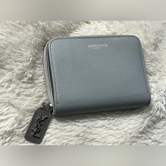 Saint Laurent Gray Wallet Smooth Leather Minimalist Design - Picture 2 of 13